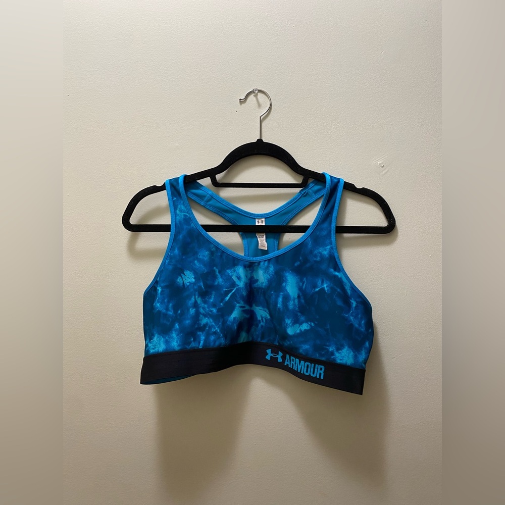 UNDER ARMOUR Tie-Dye Sports Bra, Size XL, Blue